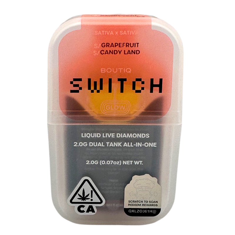 Boutiq Switch vape device packaging with grapefruit flavor on a white background grapefruit candyland