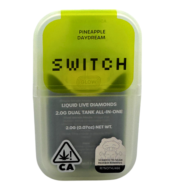 Vape device packaging with 'Switch' branding on a white background pineapple daydream Boutiq Glow