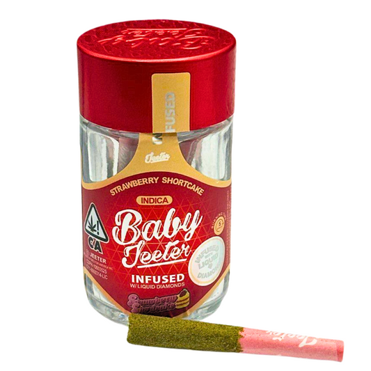 Baby Jeeter Liquid Diamond Prerolls 5pk Strawberry Shortcake Indica – sweet dessert berry flavor infused prerolls for relaxation