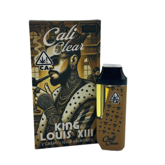 Cali Clear King Louis XIII Liquid Diamonds Disposable Vape – 2g Indica cannabis vape with premium packaging.