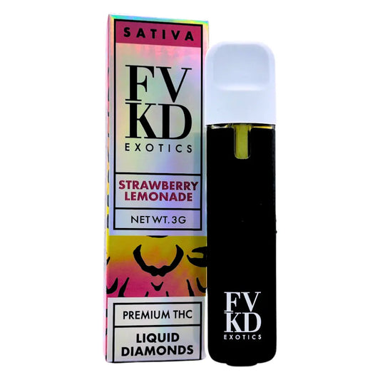 FVKD Exotics Disposable Vape – Strawberry Lemonade Sativa 3g with Premium THC Liquid Diamonds Cartridge