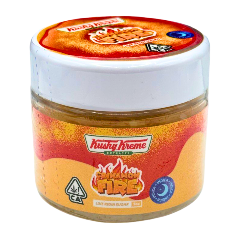 Jar of spicy cinnamon sugar from Kushy Kreme on a white background